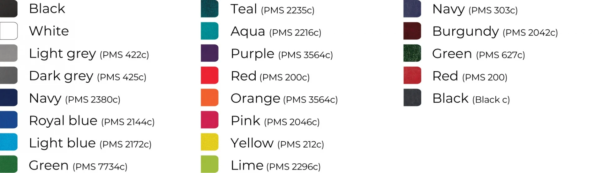 Primo PU & Leather colours