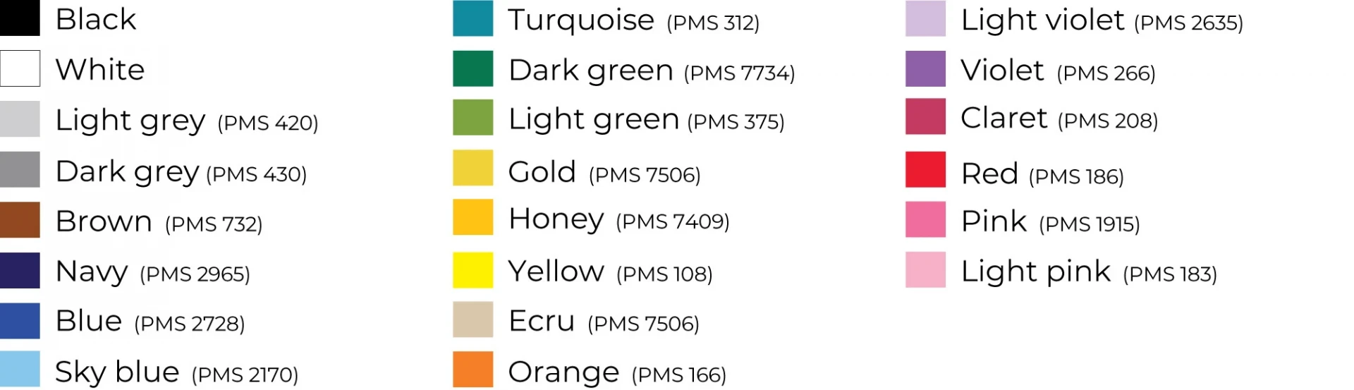 Primo Ribbon colours